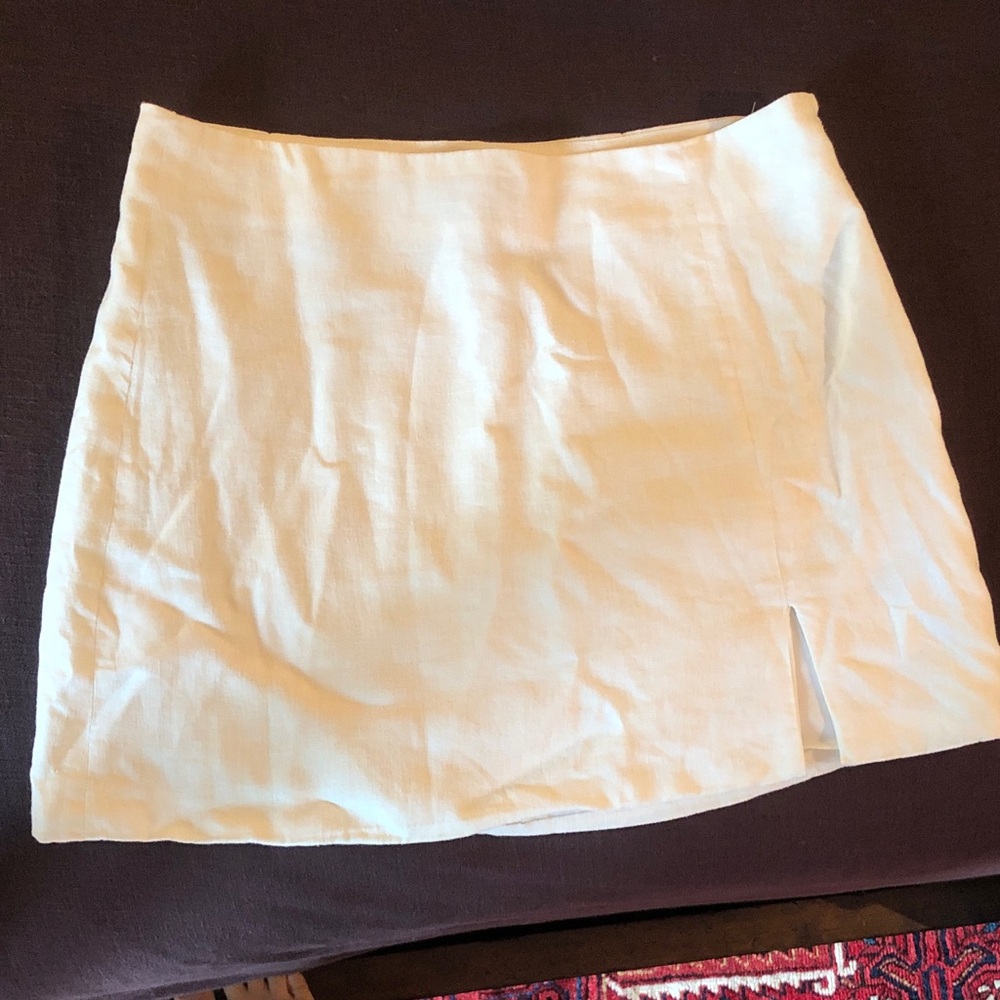 Steve Madden White Linen Blend Mini Skirt - Classic A-Line